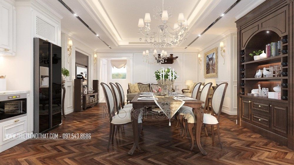 Thiết kế nội thất phòng ăn chung cư Hei Tower